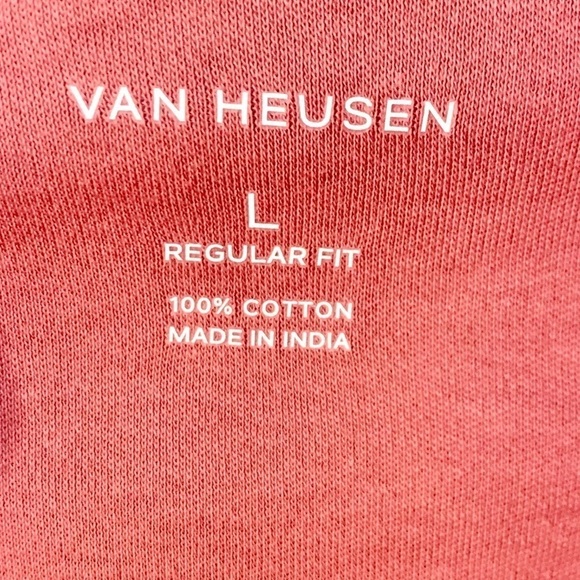 NWT Van Heusen Pullover Top Men’s Large Salmon 100% Cotton 1/4 Zip Ribbed Panel - Picture 12 of 12